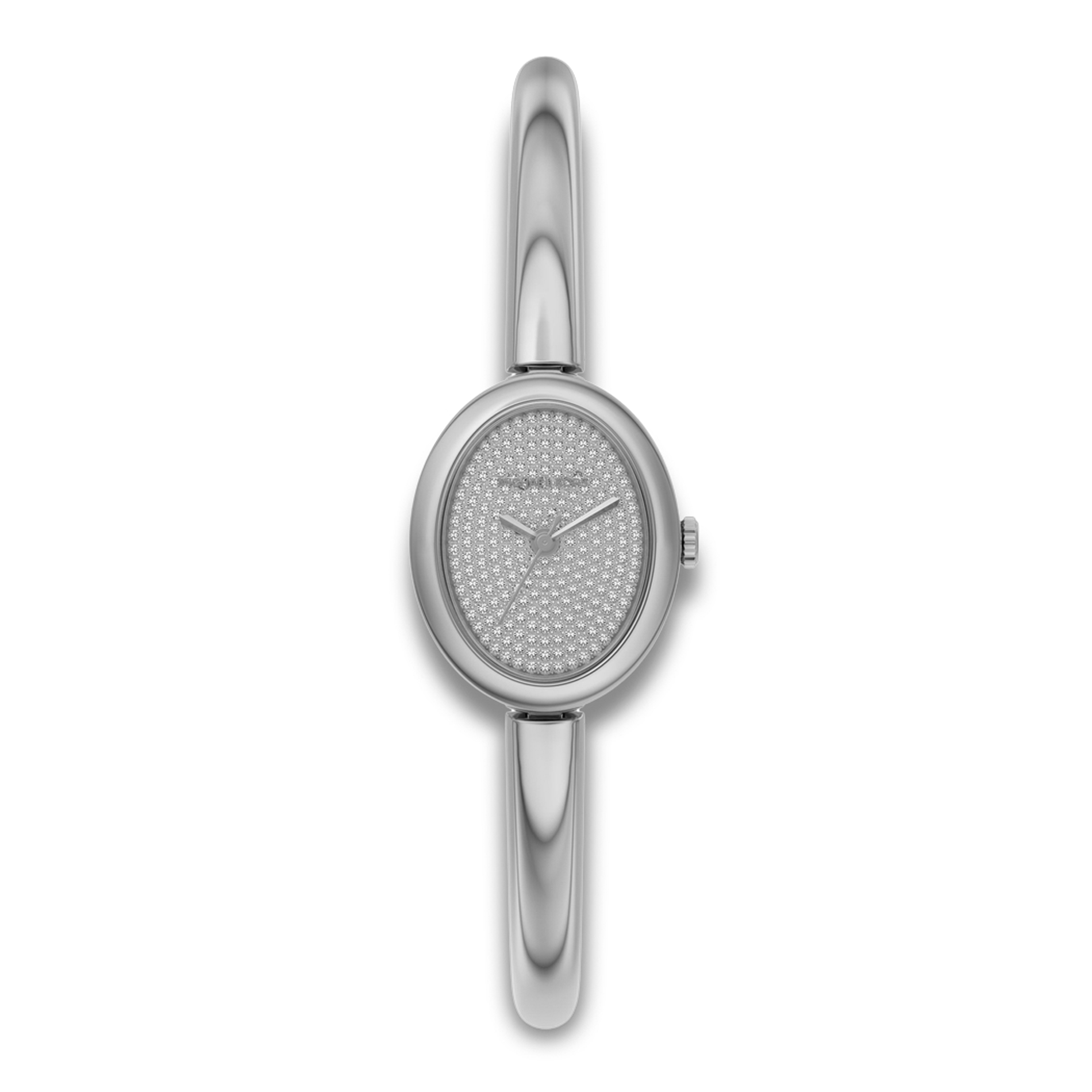 Michael Kors Maude MK7595 dameur i sølvfarvet stål med oval krystalbesat urskive.