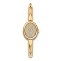 Michael Kors Maude MK7593 dameur i guldfarvet stål med oval krystalbesat urskive.