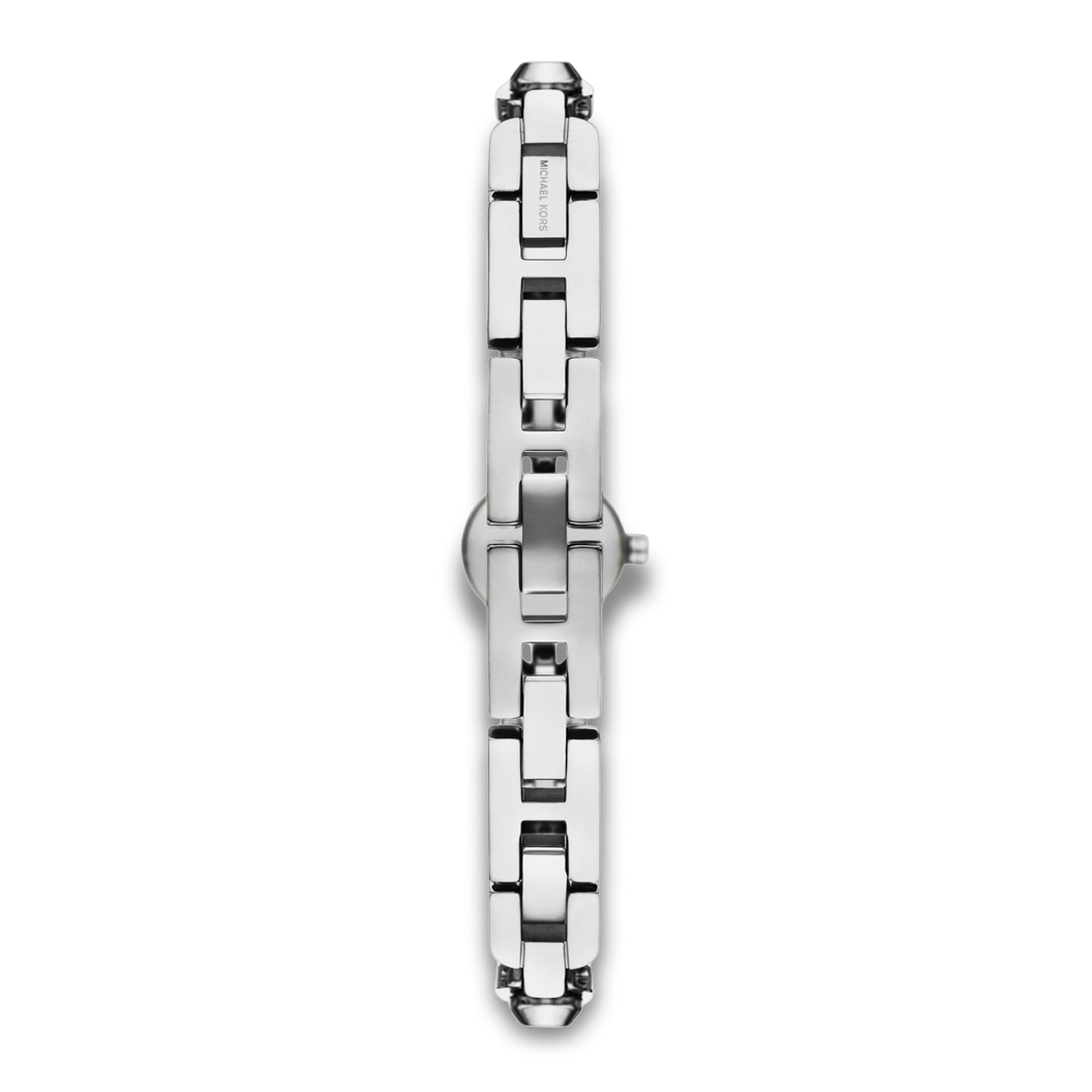 Bagside af Michael Kors MK Astor Link med kædeinspireret armbånd.