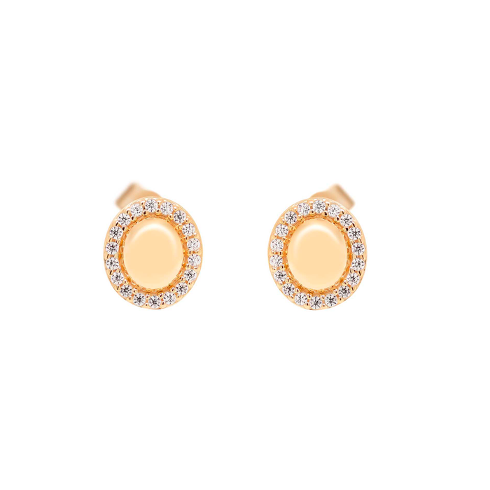 Mila øreringe i 8 kt. guld med ovalt halo-design prydet med klare zirkonia, der giver et elegant og tidløst udtryk