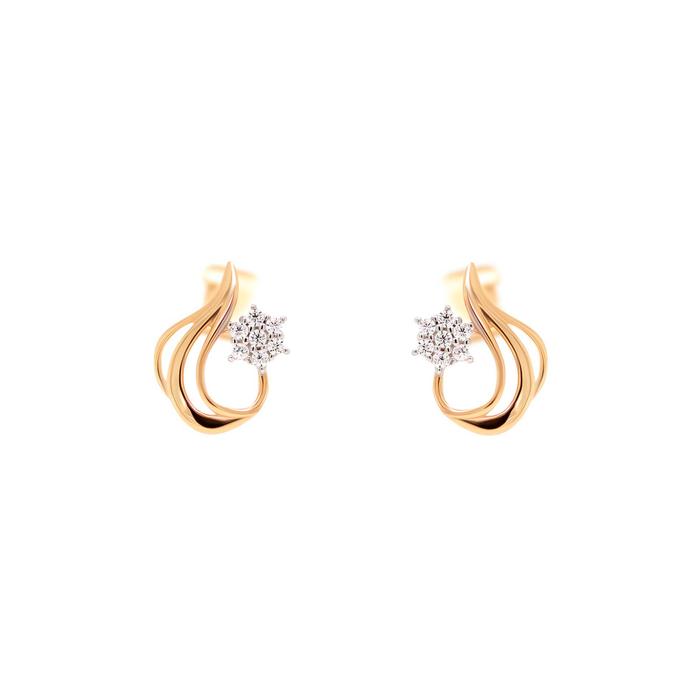 Mira øreringe i 8 kt. guld med organisk, bølgende design og funklende zirkonia i blomsterinspireret klynge for et elegant udtryk