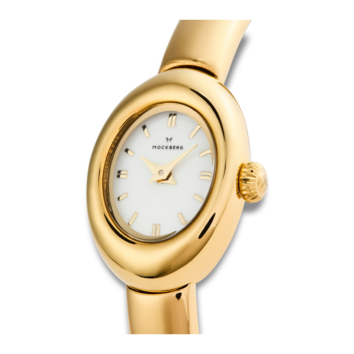 Detaljebillede af Mockberg Belle Oval Petite Large Bangle guldfarvet dameur