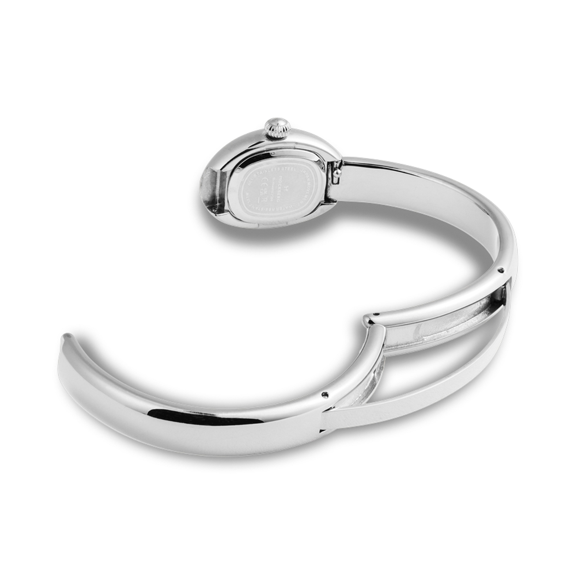 Bagside af Mockberg Belle Oval Petite Large Bangle dameur i stål