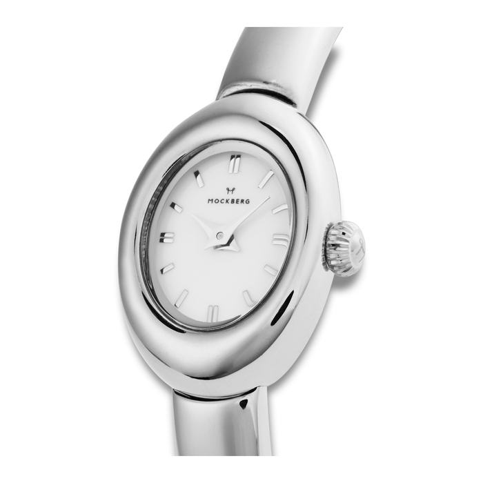 Detaljebillede af Mockberg Belle Oval Petite Large Bangle dameur i stål
