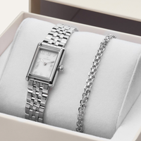 Mockberg Timeless Darling Combo dameur i stål med matchende sølvfarvet armbånd