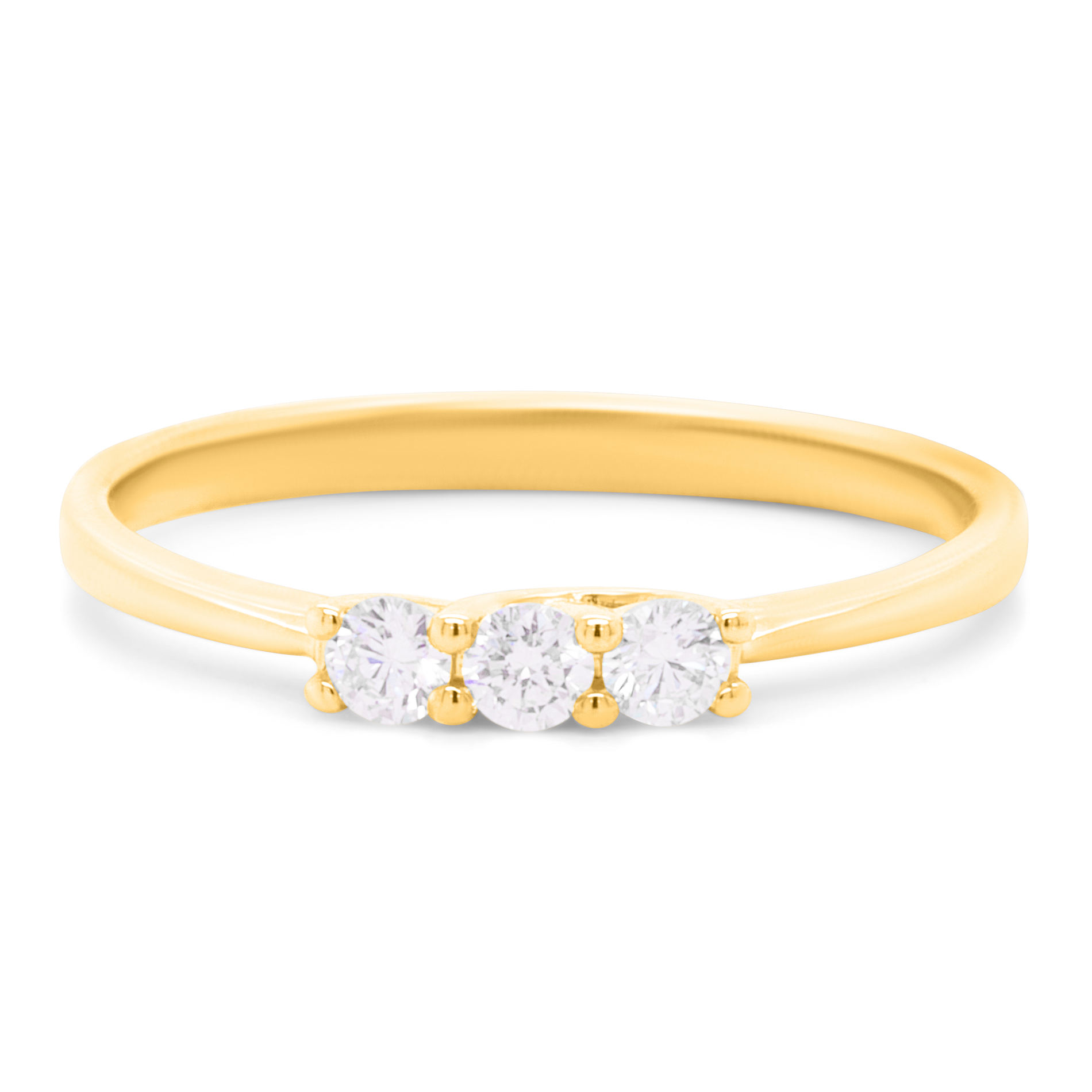 Alliancering i 18 karat guld med tre hvide diamanter packshot