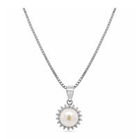 Ocean Pearl halskæde i 925 sterling sølv med hvid ferskvandsperle og zirkonia