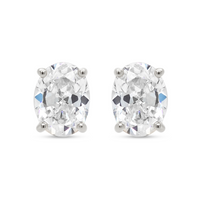 Oval-cut VIII Solitaire ørestikker i 925 sterlingsølv
