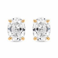 Oval-cut VIII Solitaire ørestikker i forgyldt 925 sterlingsølv med klare ovale zirkonia sten