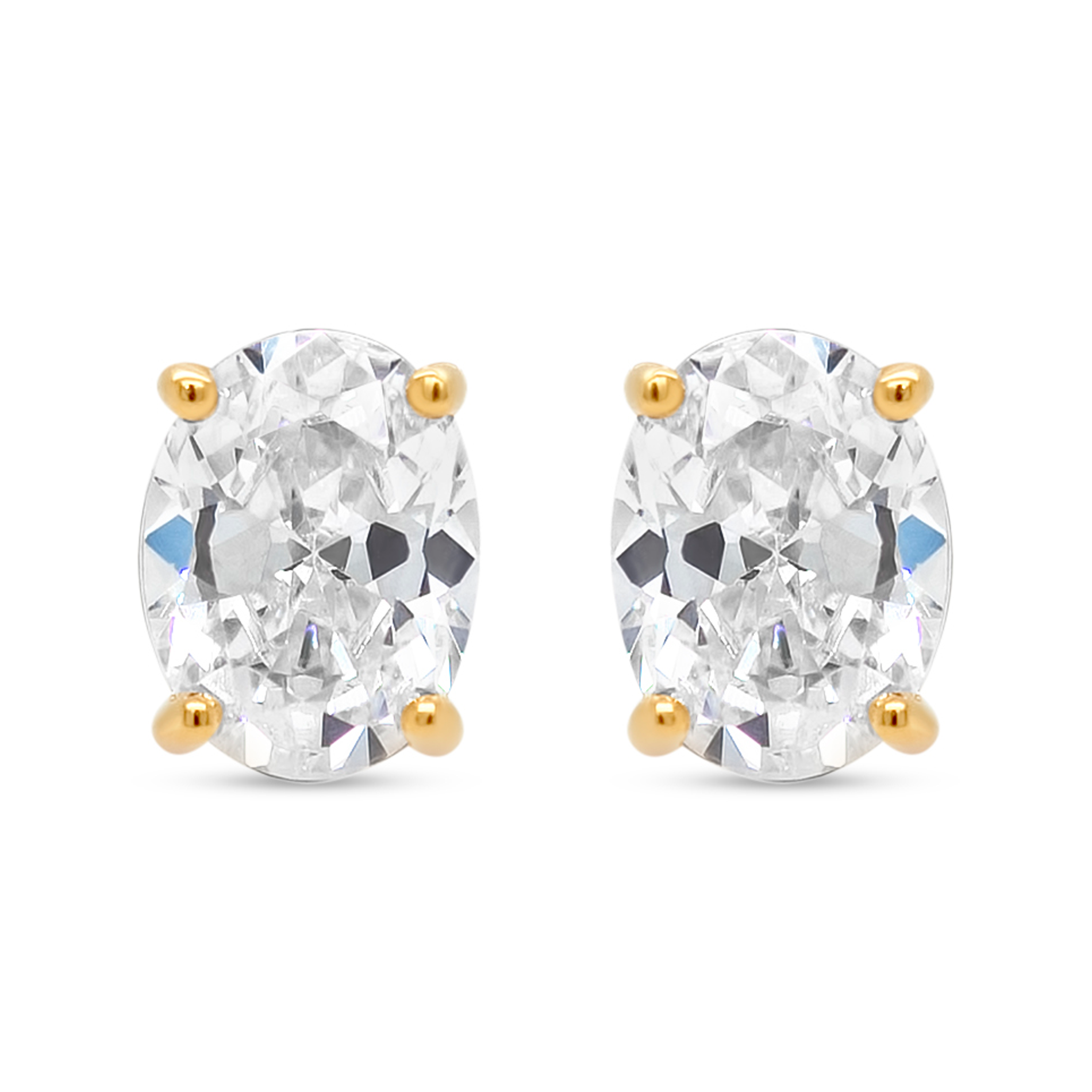 Oval-cut VIII Solitaire ørestikker i forgyldt 925 sterlingsølv