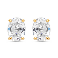 Oval-cut VIII Solitaire ørestikker i forgyldt 925 sterlingsølv