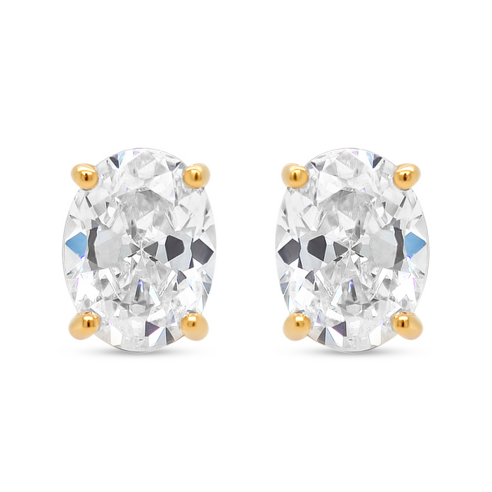 Oval-cut VIII Solitaire ørestikker i forgyldt 925 sterlingsølv