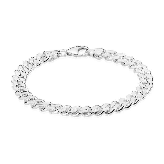 Panser armbånd i sølv med brede og flade led