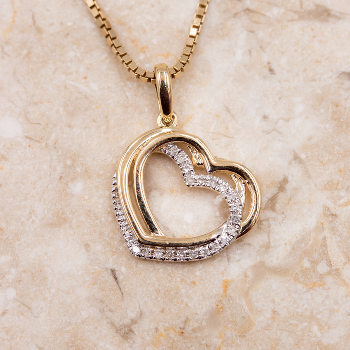 Paris vedhæng i 14 kt. guld med 0,06 ct. diamanter – front