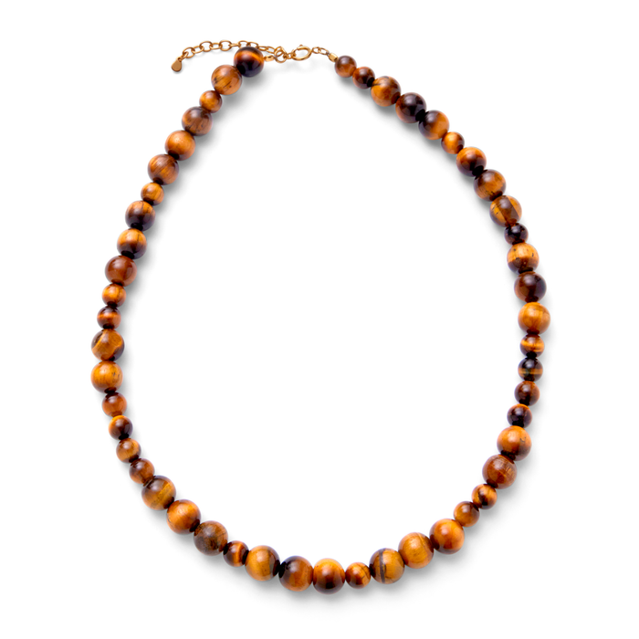 Pernille Corydon Earth halskæde med Tiger Eye sten og lås i forgyldt sterlingsølv