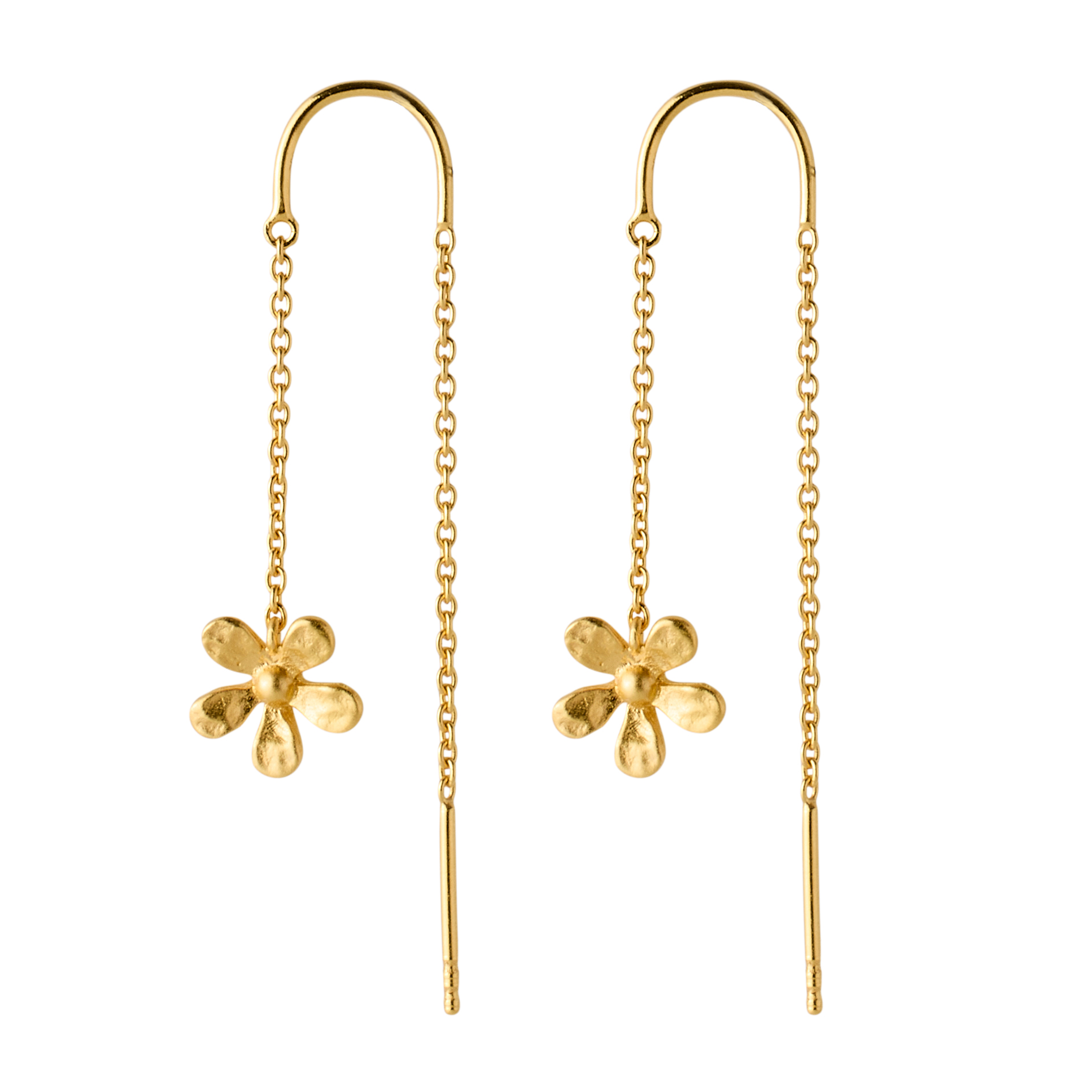 Pernille Corydon Wild Poppy earchains i certificeret genanvendt forgyldt sterlingsølv med blomsterdetalje