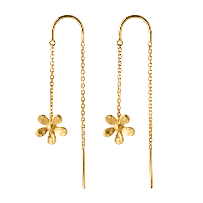 Pernille Corydon Wild Poppy earchains i certificeret genanvendt forgyldt sterlingsølv med blomsterdetalje