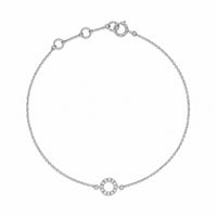 Petite Halo armbånd i 18 karat hvidguld med lille diamantcirkel på i alt 0,03 carat, hvid baggrund