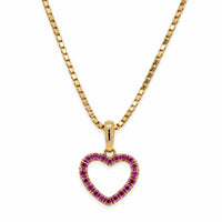 Pink Heart vedhæng i 18 karat guld – åbent hjerte med 20 pink safirer på i alt 0,12 carat, hvid baggrund