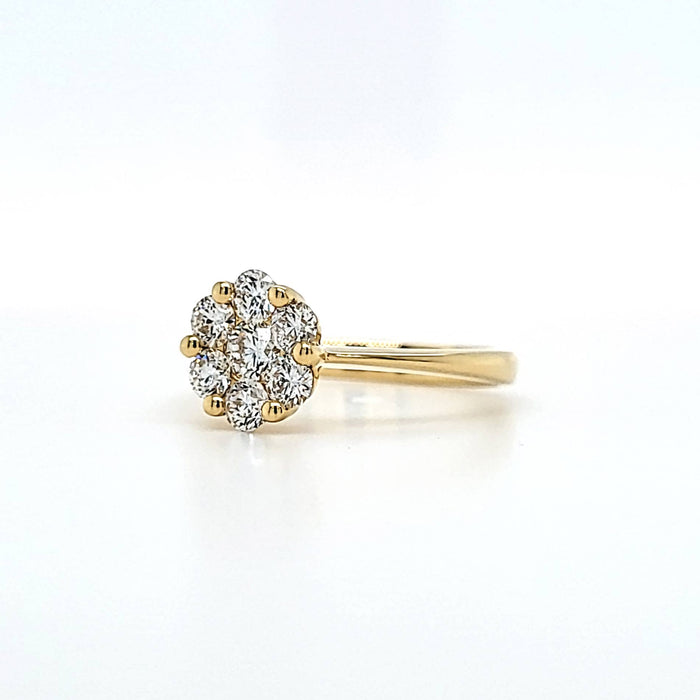 360 graders video af Ring i guld med 7 diamanter sat i blomstermotiv
