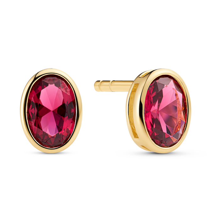 Sardinien Ovale øreringe i forgyldt med rød oval zirkonia sten