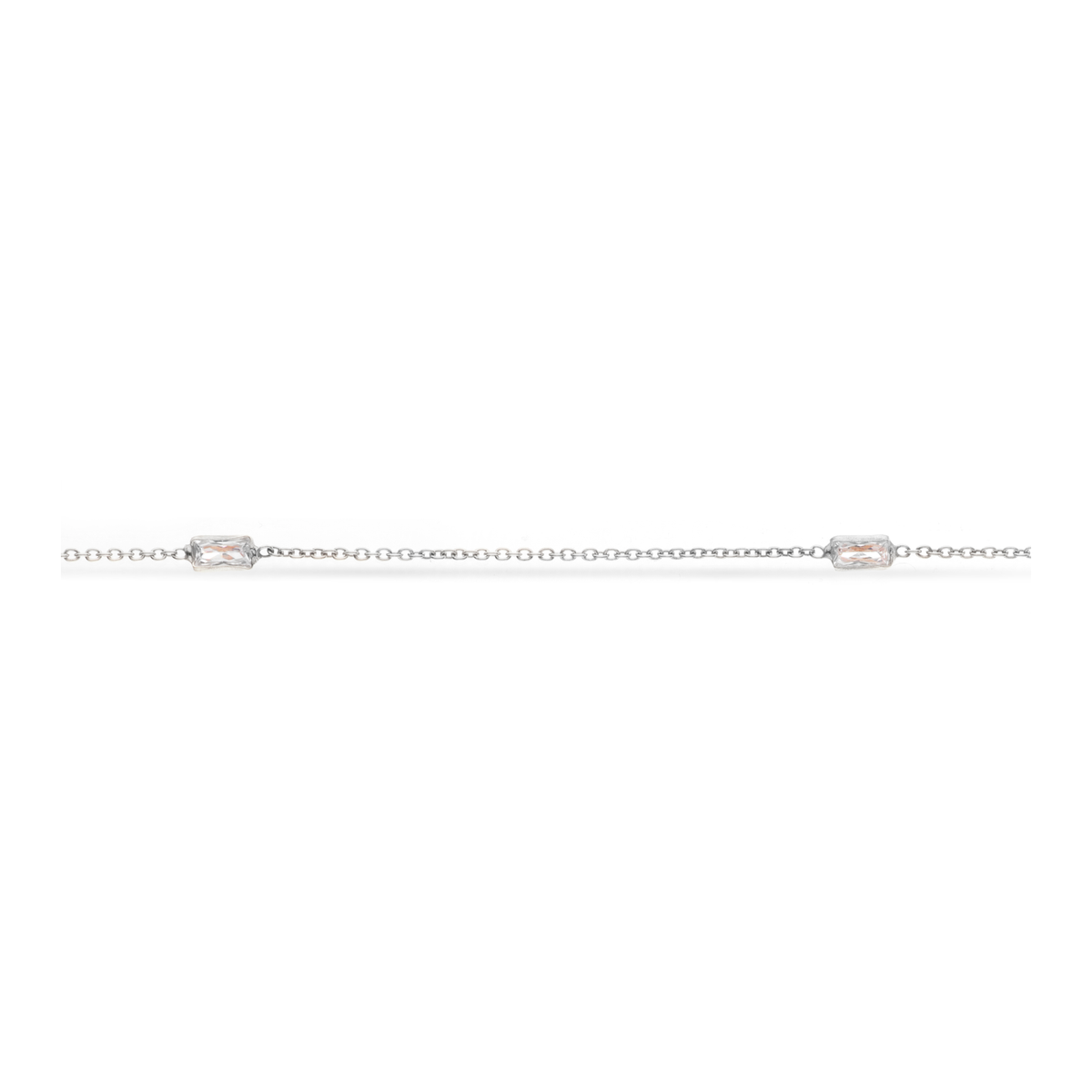 Scrouples ankelkæde i rhodineret 925 sterlingsølv med baguetteslebne cubic zirconia