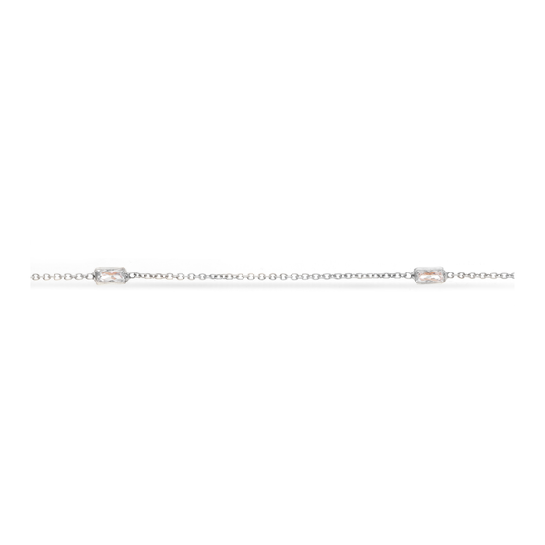 Scrouples ankelkæde i rhodineret 925 sterlingsølv med baguetteslebne cubic zirconia