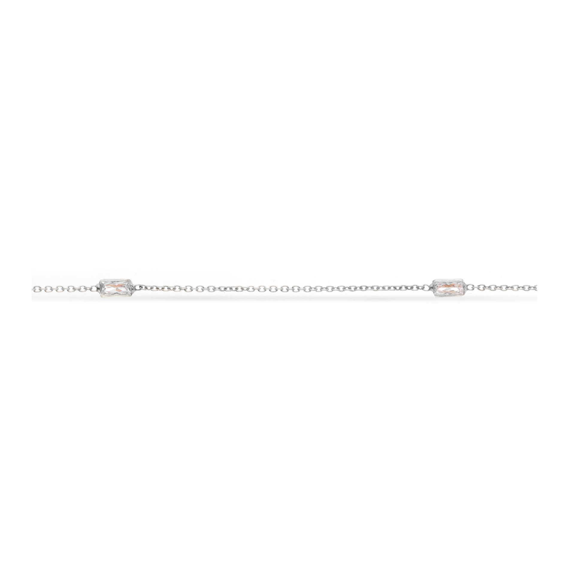 Scrouples ankelkæde i rhodineret 925 sterlingsølv med baguetteslebne cubic zirconia