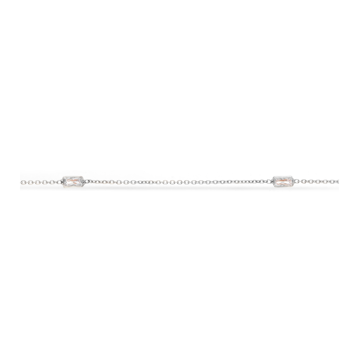 Scrouples ankelkæde i rhodineret 925 sterlingsølv med baguetteslebne cubic zirconia