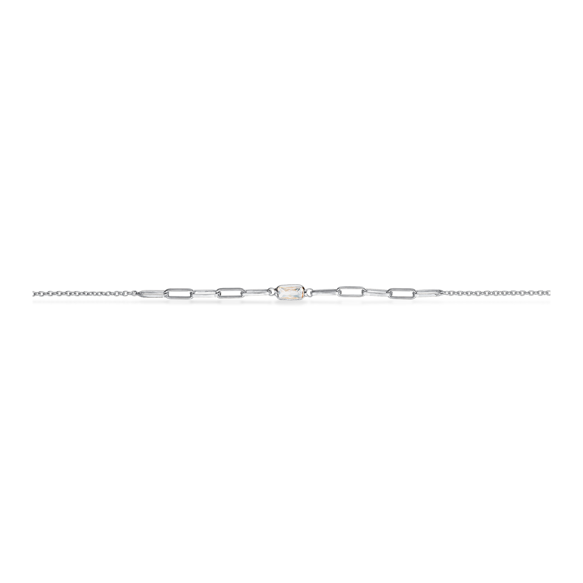 Scrouples ankelkæde i rhodineret 925 sterlingsølv med baguetteformet cubic zirconia