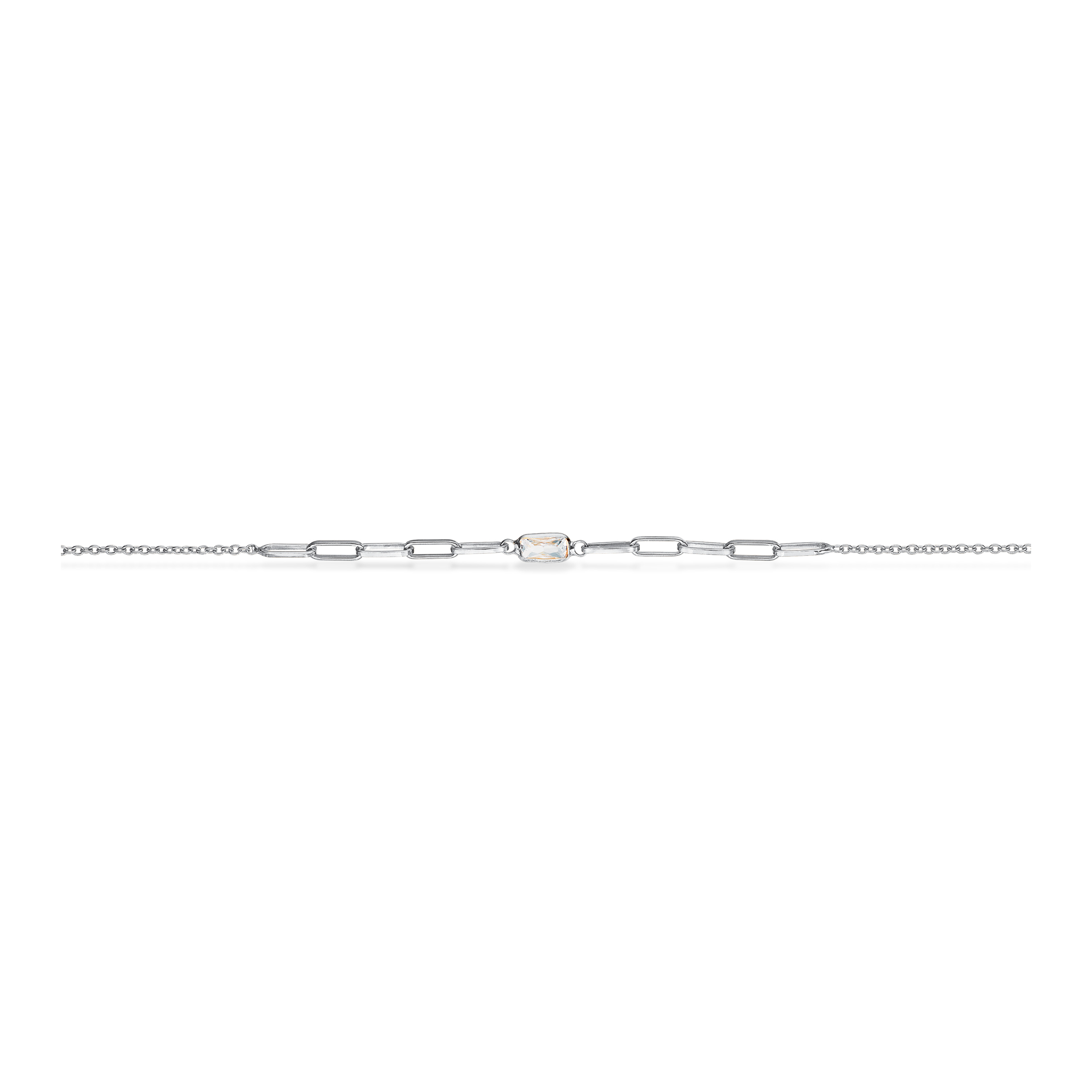 Scrouples ankelkæde i rhodineret 925 sterlingsølv med baguetteformet cubic zirconia
