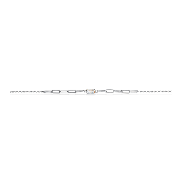 Scrouples ankelkæde i rhodineret 925 sterlingsølv med baguetteformet cubic zirconia