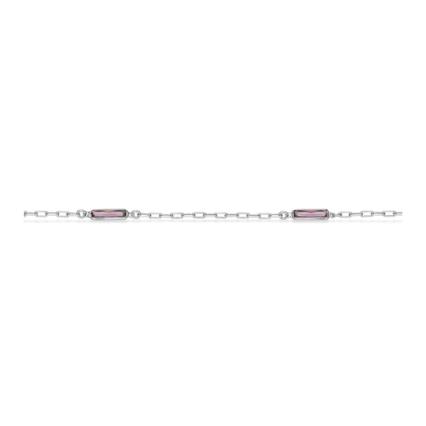 Scrouples ankelkæde i rhodineret 925 sterlingsølv med lilla cubic zirconia