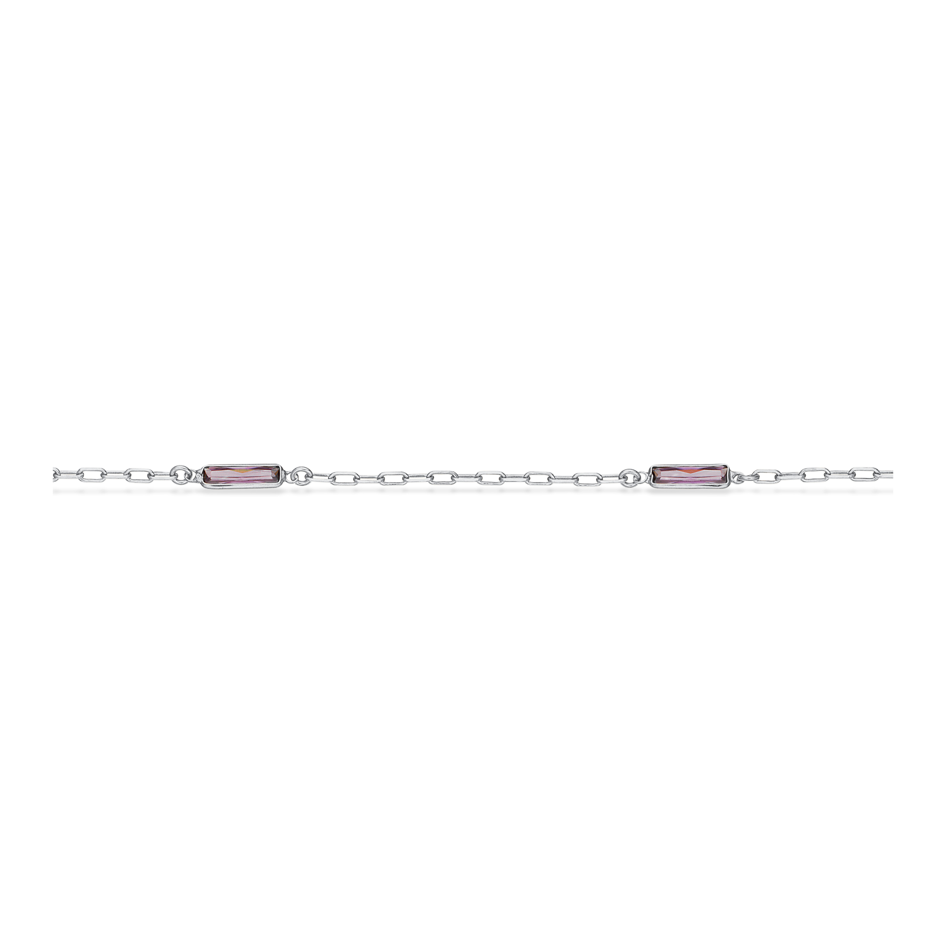 Scrouples ankelkæde i rhodineret 925 sterlingsølv med lilla cubic zirconia