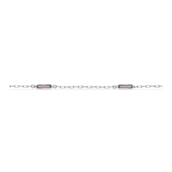 Scrouples ankelkæde i rhodineret 925 sterlingsølv med lilla cubic zirconia
