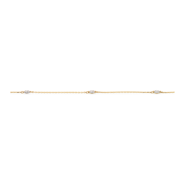 Scrouples ankelkæde i 8 karat guld med navette cubic zirconia