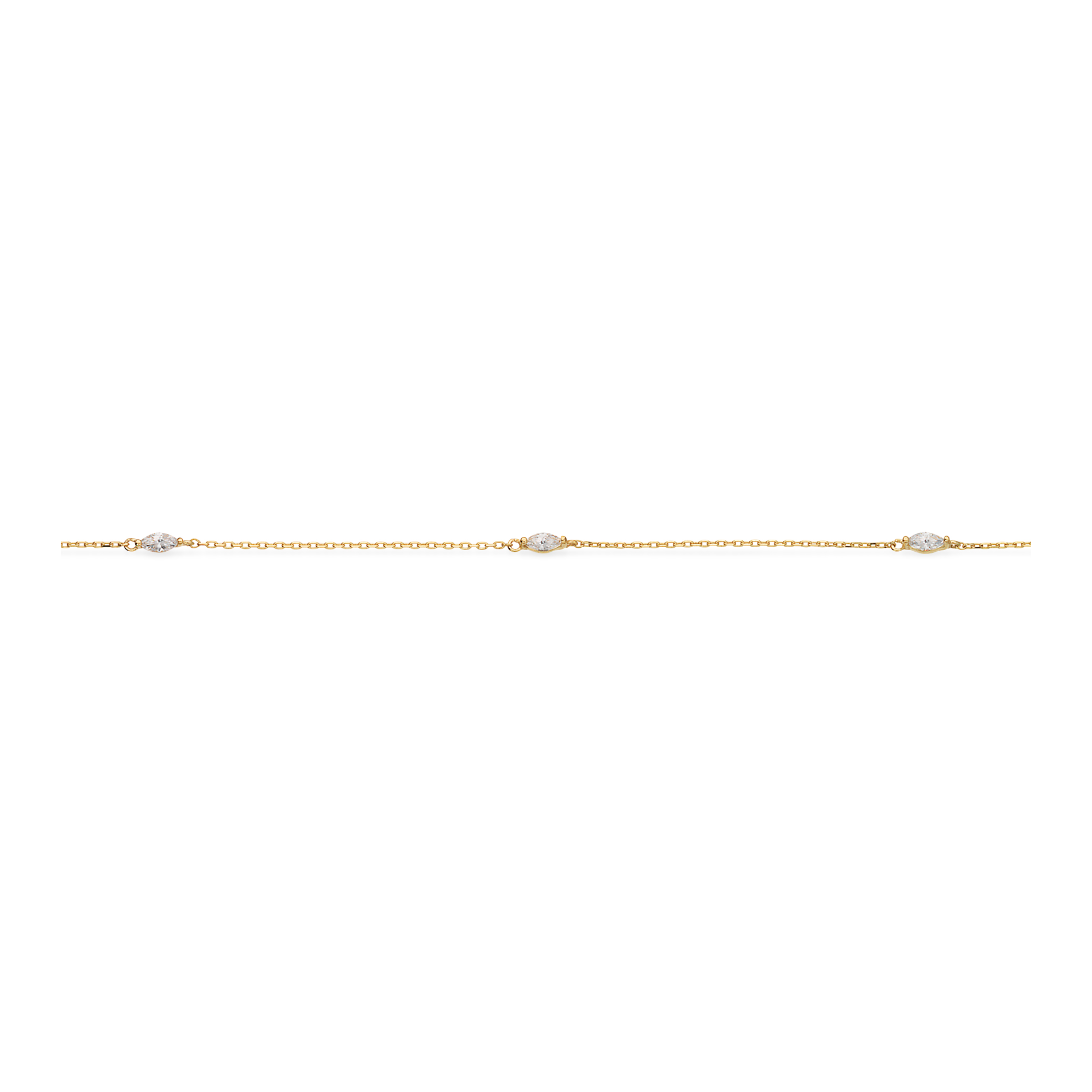 Scrouples ankelkæde i 8 karat guld med navette cubic zirconia