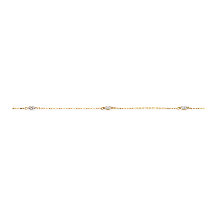 Scrouples ankelkæde i 8 karat guld med navette cubic zirconia
