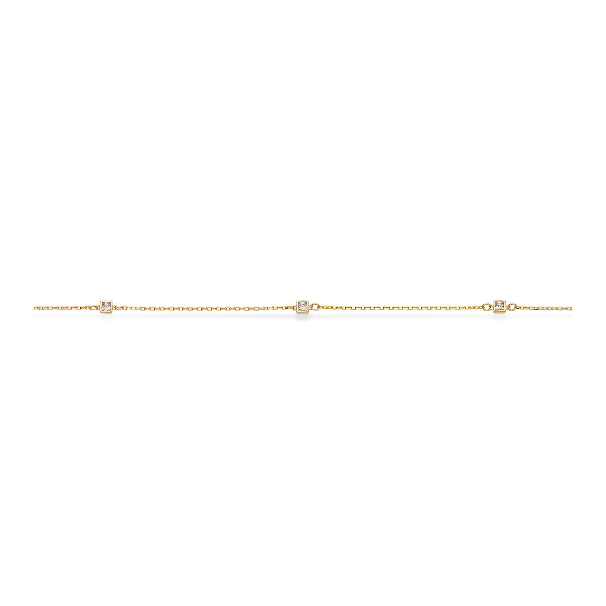 Scrouples ankelkæde i 8 karat guld med square cubic zirconia