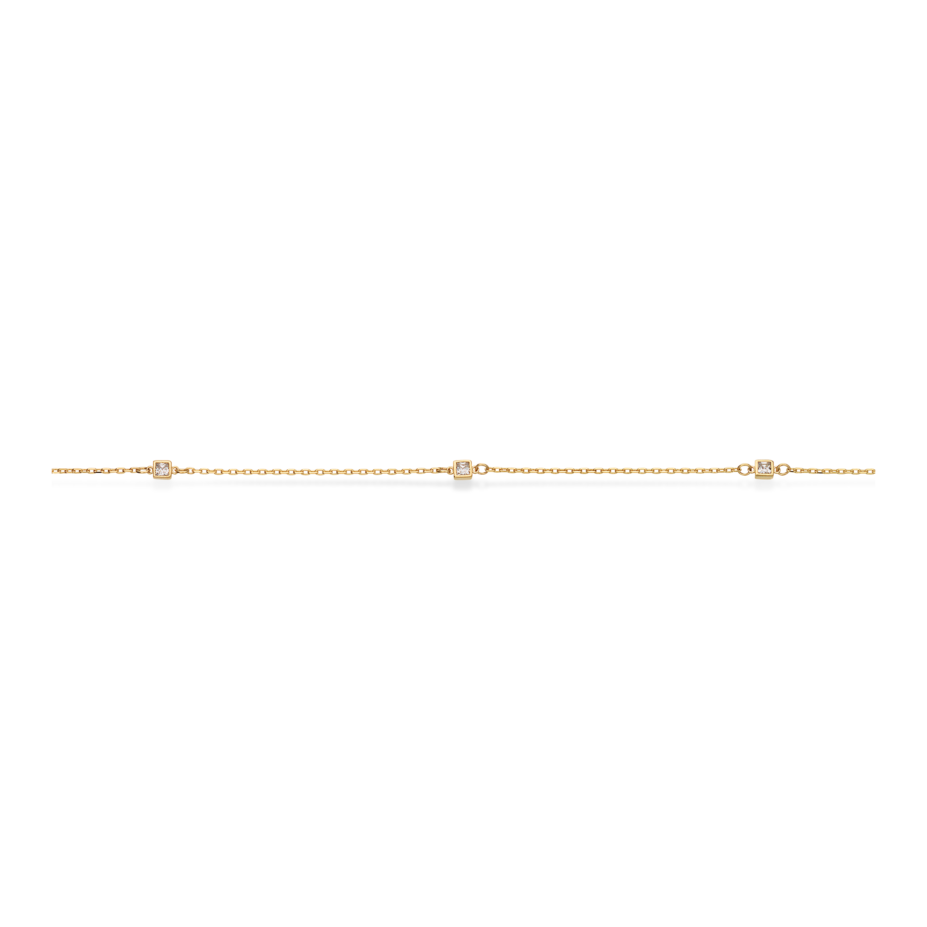 Scrouples ankelkæde i 8 karat guld med square cubic zirconia