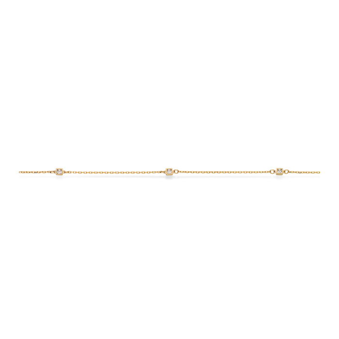 Scrouples ankelkæde i 8 karat guld med square cubic zirconia