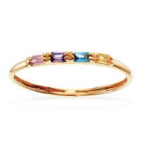 Scrouples baguette ring i 8 karat guld med fire multi-farvede zirkonia
