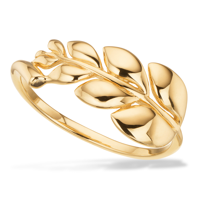 Scrouples blad ring i 8 karat guld med elegant naturinspireret bladdesign