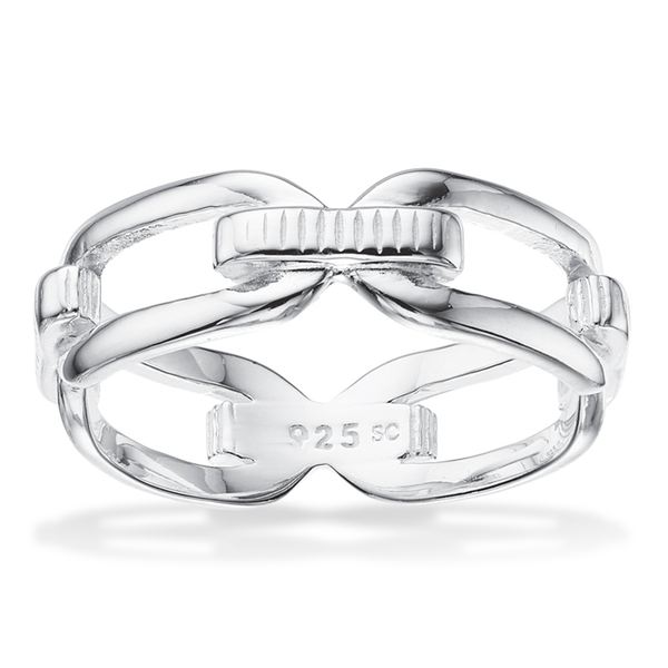 Scrouples links ring i sterlingsølv med kædeinspireret design