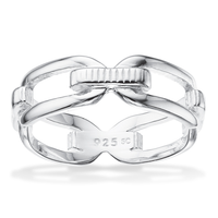 Scrouples links ring i sterlingsølv med kædeinspireret design