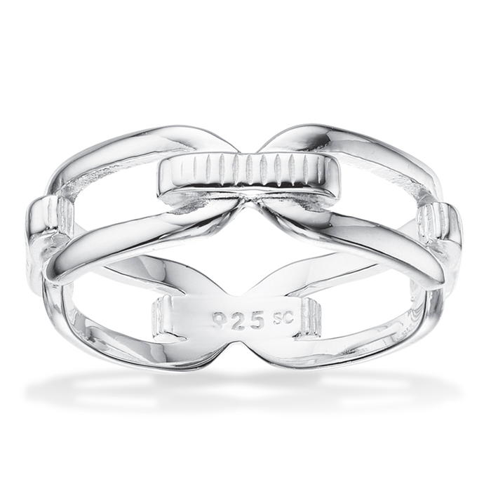 Scrouples links ring i sterlingsølv med kædeinspireret design