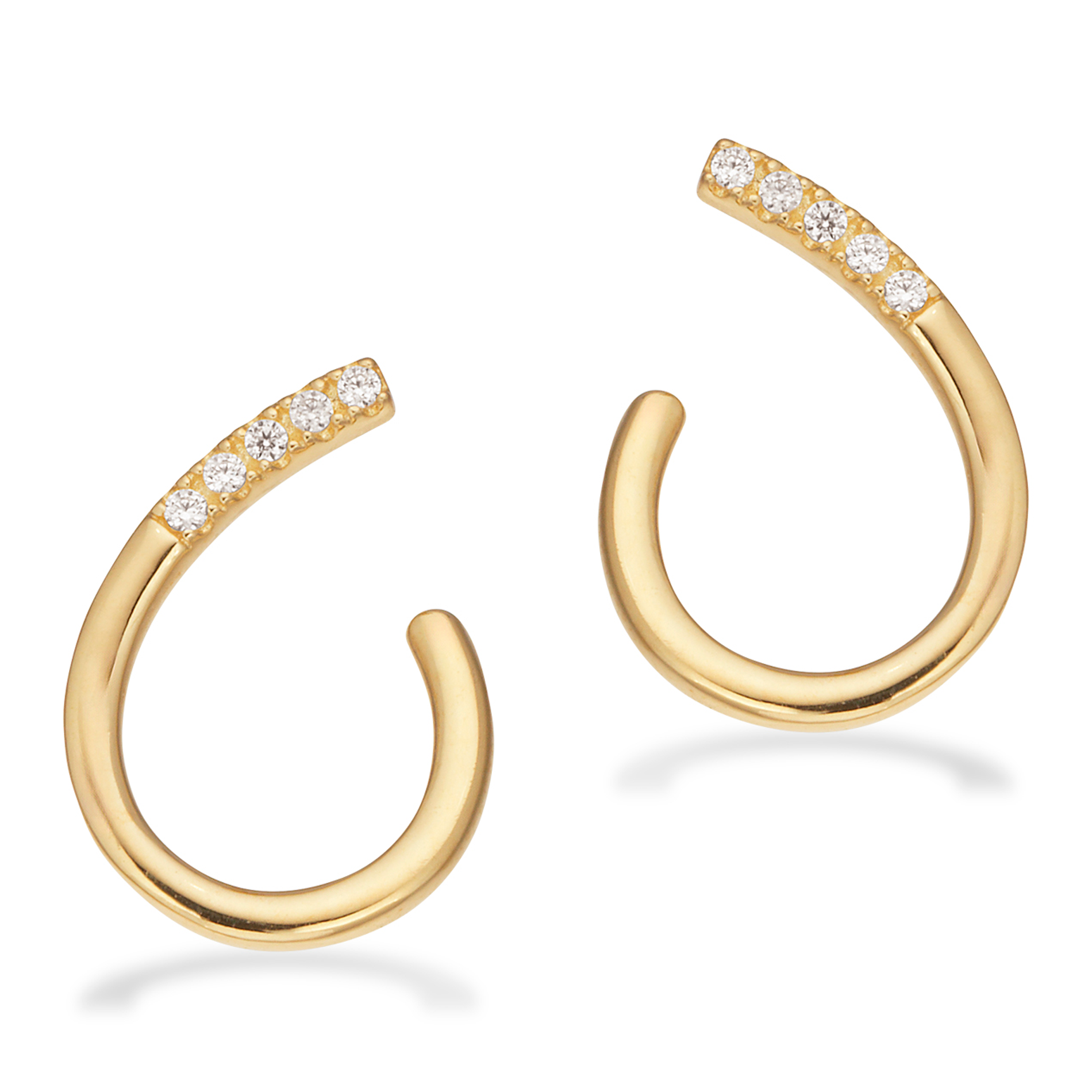 Scrouples øreringe i 8 karat guld med funklende zirkonia i åbent design