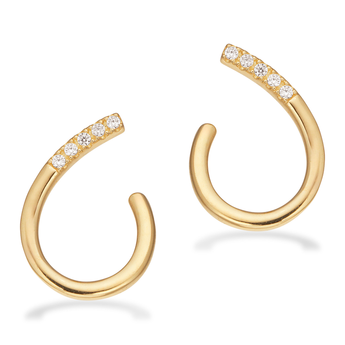 Scrouples øreringe i 8 karat guld med funklende zirkonia i åbent design