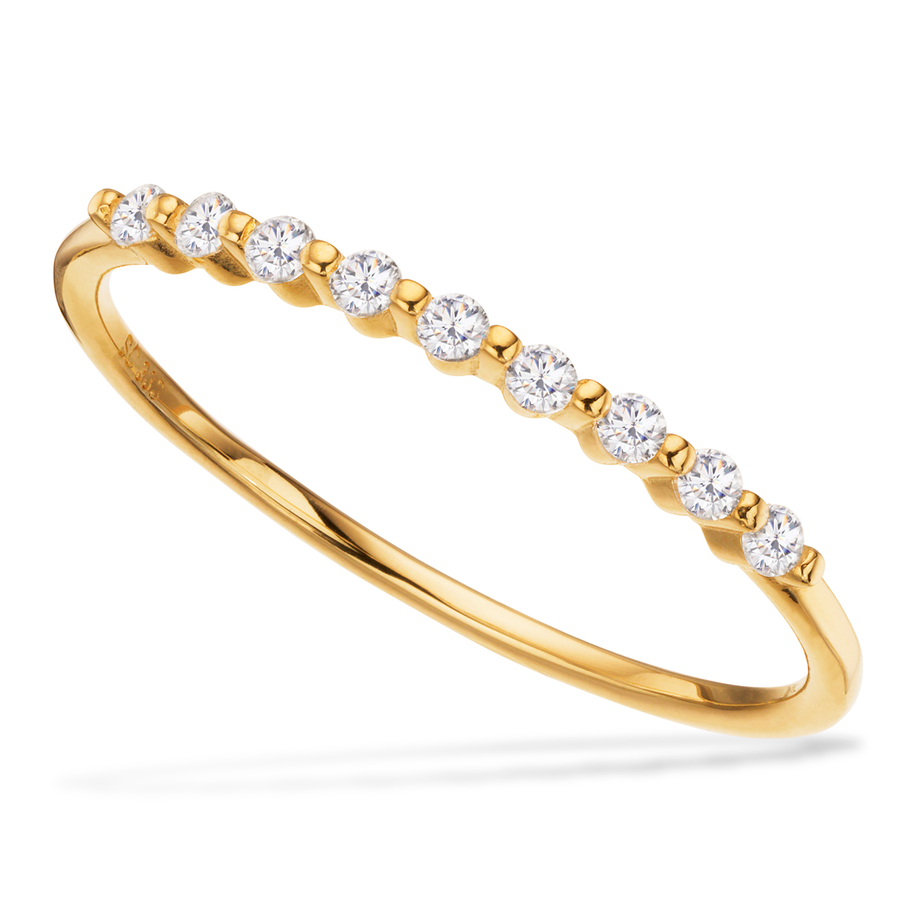 Scrouples alliancering med zirkonia i 8 karat guld med funklende zirkonia på ringskinnen