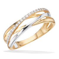Scrouples ring med zirkonia i 8 karat rød- og hvidguld med elegant tofarvet design